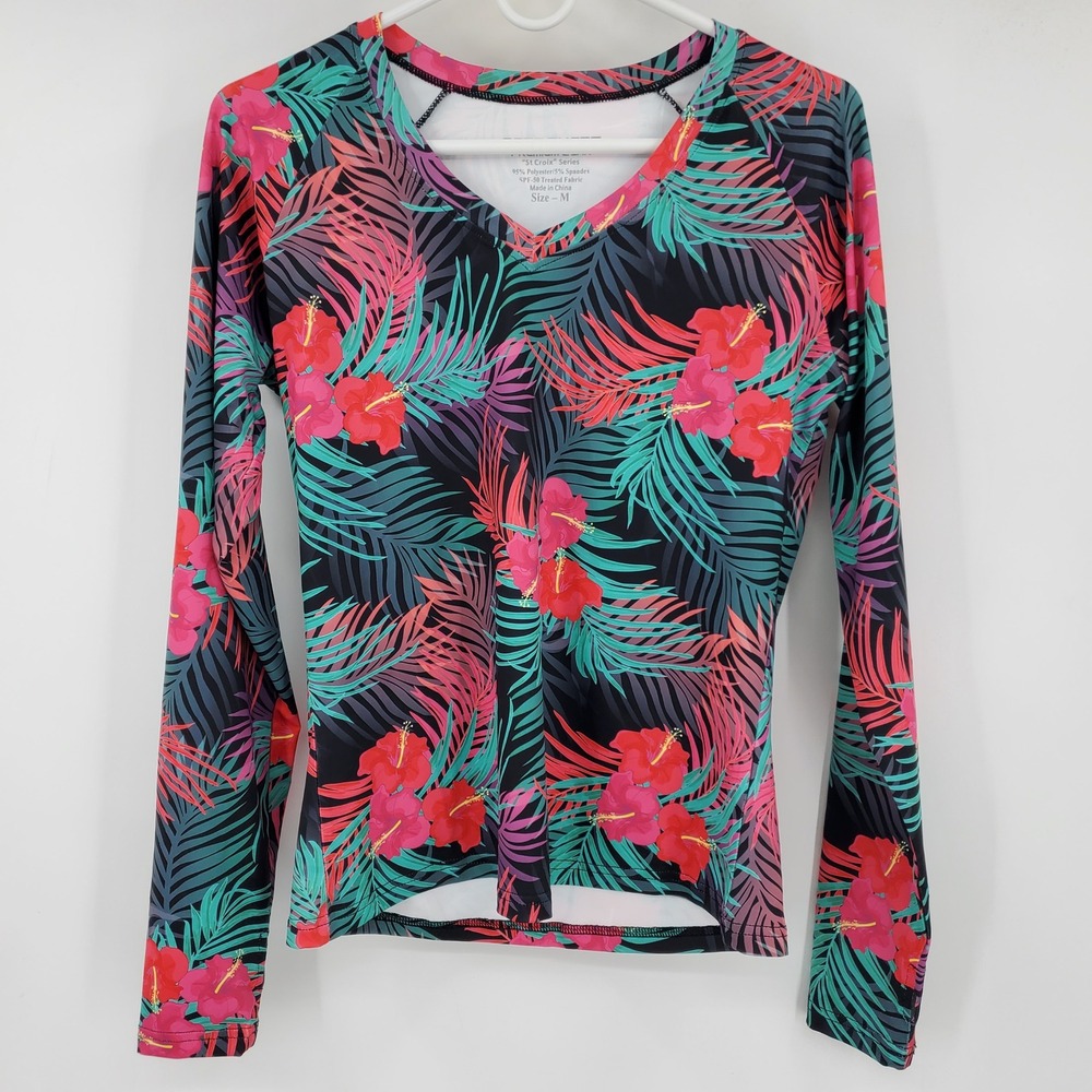 NWT Tormenter St Croix SPF-50 Performance Shirt M Tropical Hibiscus Sun Top